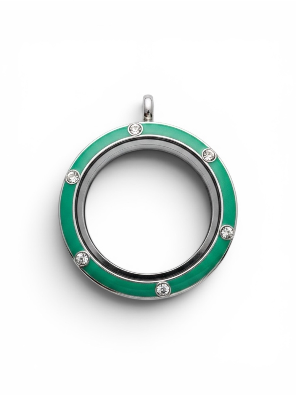 Origami Owl Turquoise Blue Enamel Twist Living Locket w/ Swarovski crystals